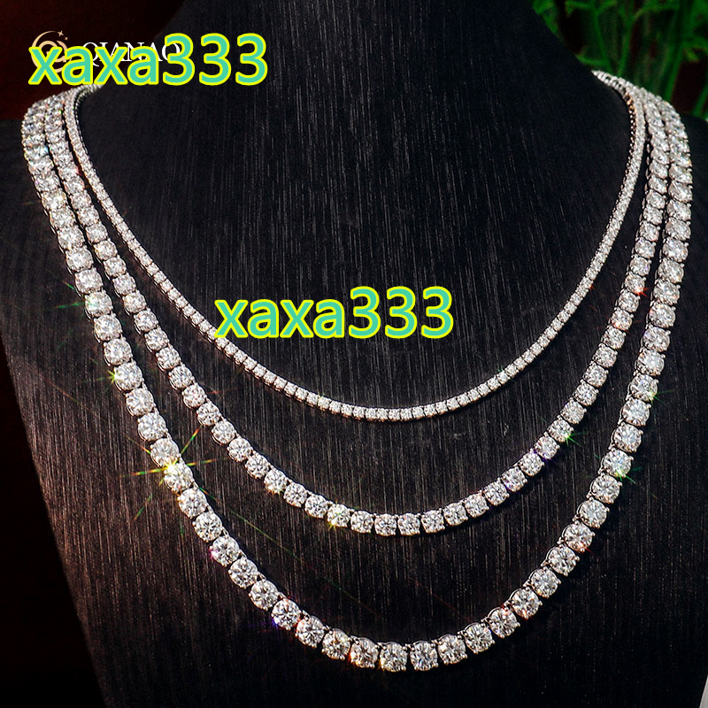Hip Hop Iced Out D Color White Diamond VVS 925 Sterling Silver 2MM Moissanite Diamond Men Tennis Chain Necklace