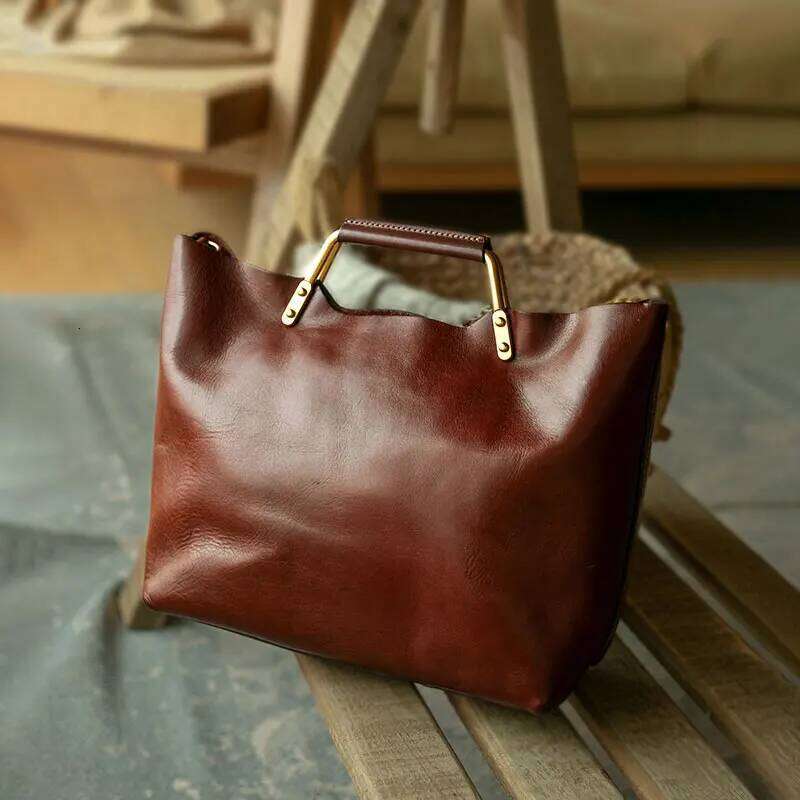 Designer Bag Fashion First Layer Vegetable Tanned Cowhide Women Handbag Literary Vintage Genuine Leather Shoulder