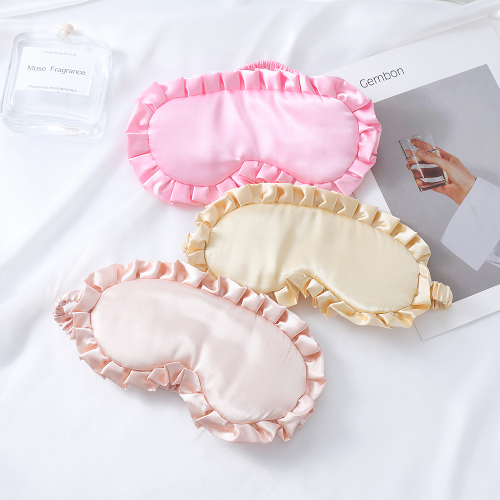 Imitation silk lace lotus leaf edge, outdoor travel, nap time, blackout sleep mask, small fresh eye mask batch