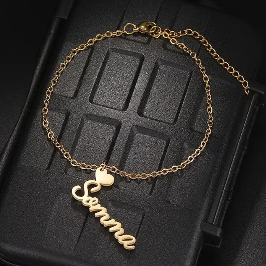 Custom Stainless Steel Love Name Anklet For Women Lover Jewelry Personalized Nameplate Foot Chain Girl Daily Wearing Accessories 250526