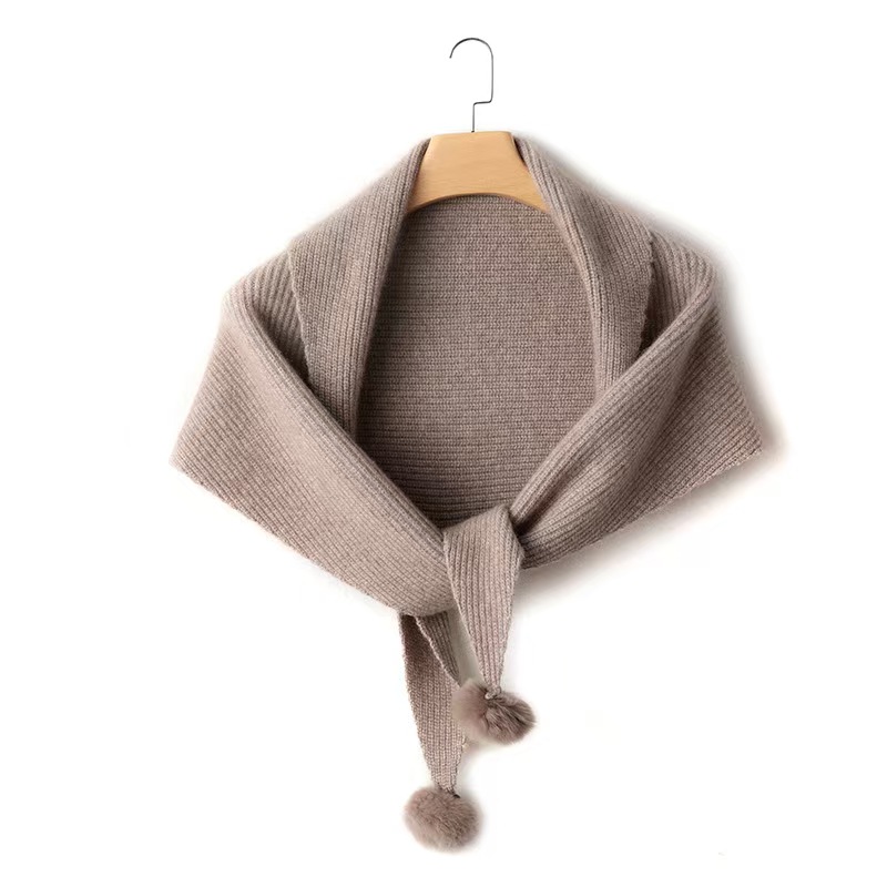T836 New Cashmere Knitted Triangle Scarf Ball Style Cashmere Neck Gift Warm Temperament Scarf Women