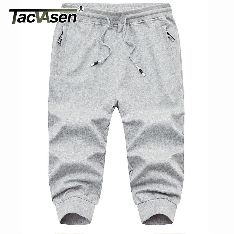 TACVASEN Casual Shorts 3/4 Jogger Pants Mens Breathable Below Knee Outdoor Sports Gym Fitness Shorts with Zipper Pockets 250517