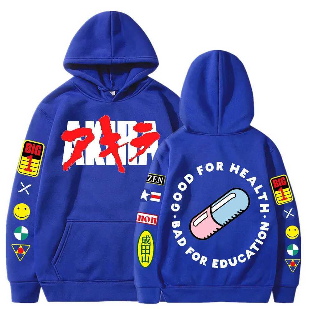 Mens Japanese Anime Akira Hoodies 90s Tapered Kaneda Double-sided Print Hip Hop Classic Simple Loose Casual High Quality CottonXJ250514
