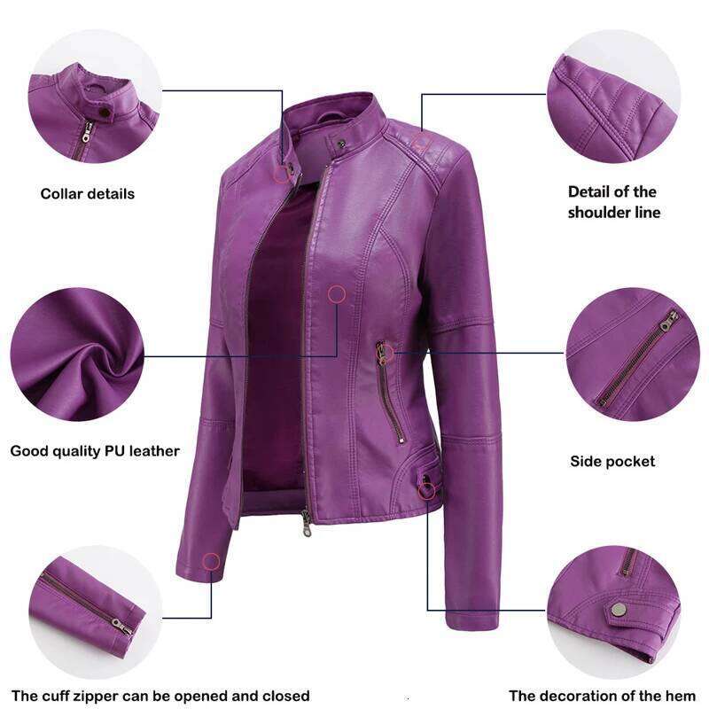 Spring Autumn Women PU Lady Leisure Zipper Motorcycle Coats Outdoor Girls Windbreaker Leather Jacket Clothing