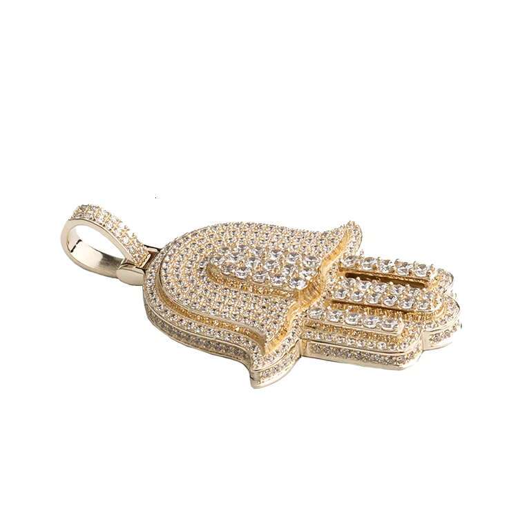 Hip Hop Fashion 925 Sterling Silver Iced Out Diamond Moissanite Hamsa Hand Pendant Rapper Charm Moissanite Pendants Charms