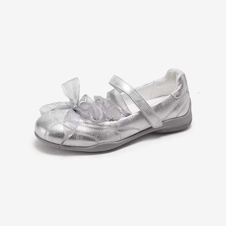 Korean Style Sweet Fashion Lace-up Round Toe Low Heel Ballet Mary Jane Flats for Women 2025 Spring De Xun Shoes