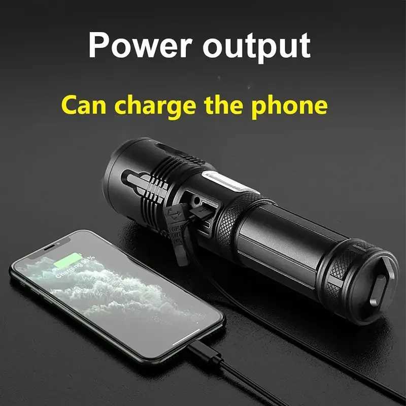 Super XHP120 Powerful LED Flashlight XHP90 High Power Torch Light Rechargeable Tactical Flashlight 18650 USB Camping Lamp XJ250529