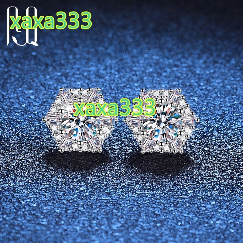 PYQ 0.5ct Hexagonal Moissanite Earrings China With GRA Certificate 925 Silver Hexagonal Earrings Moissanite Earrings for Women