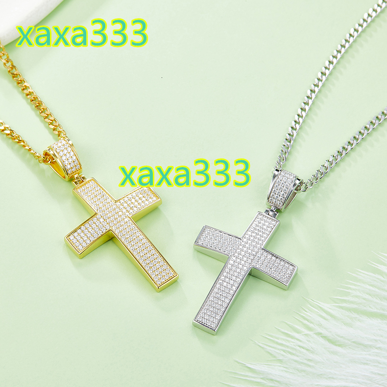 J004 Guangzhou Jewelry Wholesale 925 Sterling Silver Iced Out VVS Diamond Hip Hop Necklace Moissanite Cross Pendant for Mens