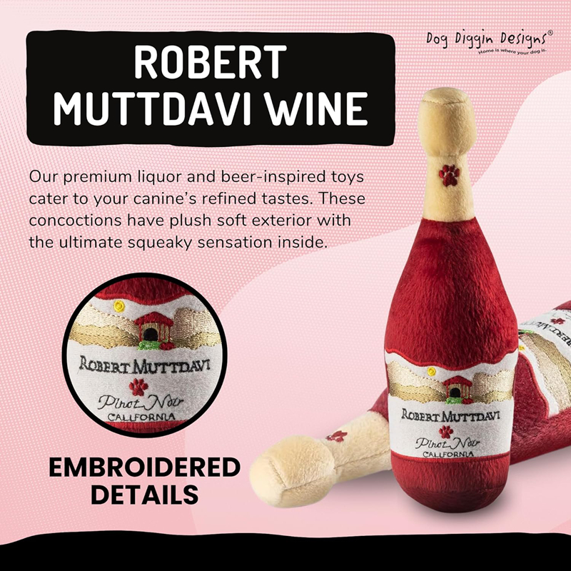 Luxury Dog Toys Designs Wine Bottle Collection Unique Squeaky Parody Plush Dog Toys Shaken, Not Stirred, Fashion Accessories, Dogs Christmas Gift H40