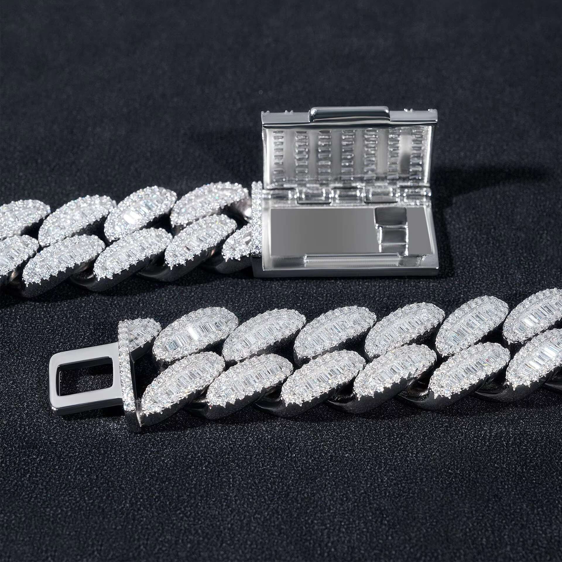 18mm 3 Rows Diamond Heavy 925 Sterling Silver Hip Hop Chain Iced Out Moissanite Cuban Link Chain Necklace with Certificate
