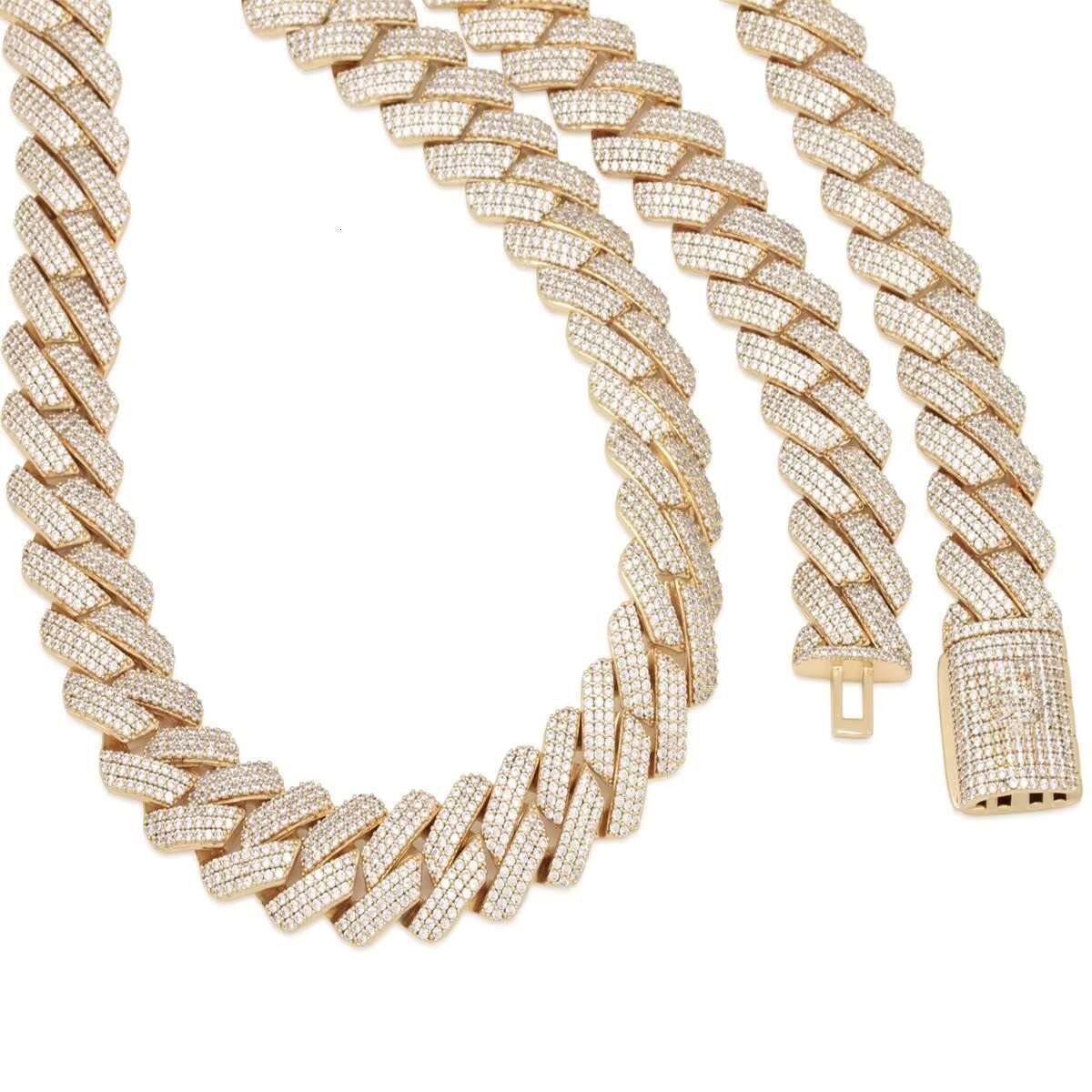 Hip Hop Style Round Cut Moissanite Diamond Cuban Necklace 925 Silver Fully Iced Out Custom Mens Jewelry