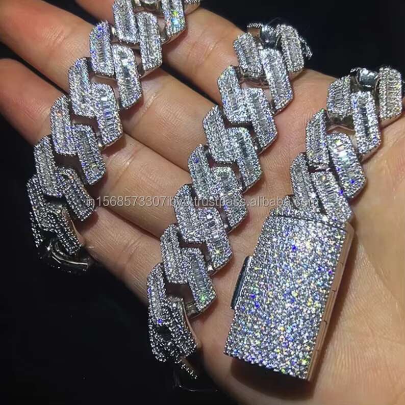 Top Quality Sterling Hip Hop Miami Cuban Chain Iced Out Moissanite Diamond Customized Silver and Gold Designer Necklace
