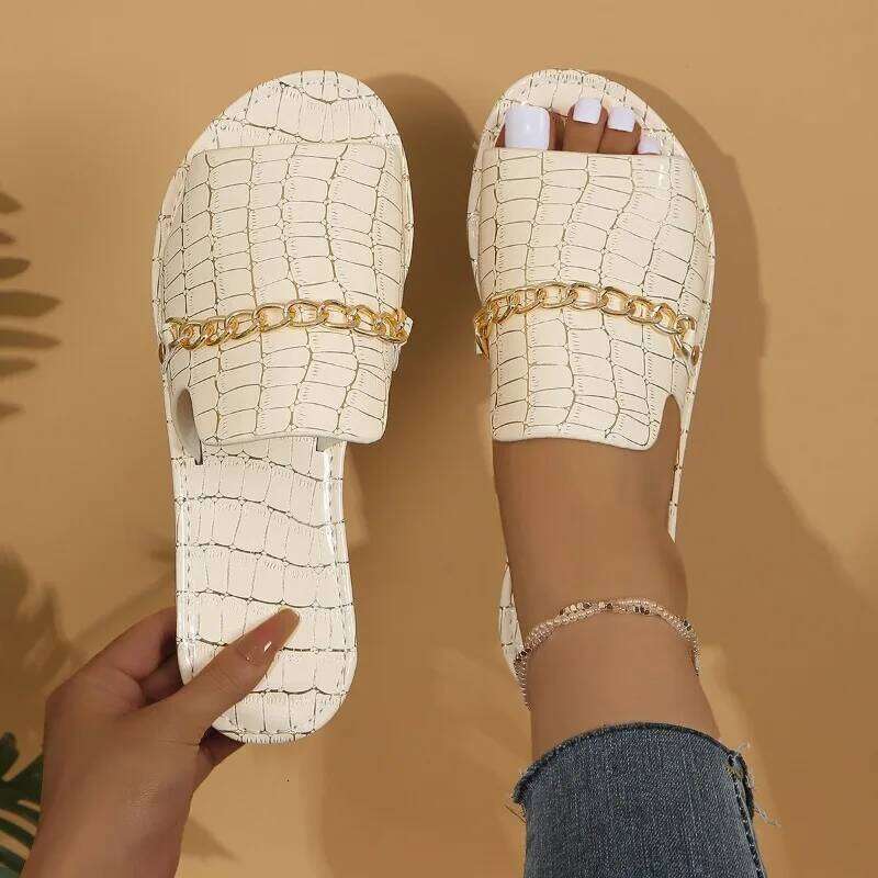Summer and Autumn New Large Size Open-toed Flip-flops Flat Wedge Sandals Shoes for Women