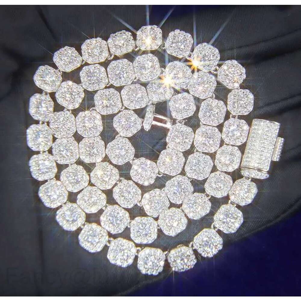Moissanite Dia Chain: Solid Back Hiphop Style Necklace Bracelet, 10mm, S Sier Cuban Link Chain for Men
