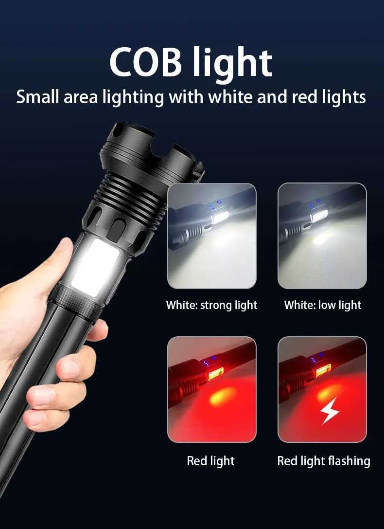 2025 Nev 5000mah HFPZ90 Gig Power LED Flashlights100000LM Ultra Powerful Flashlight Rechargeable Lantern Outdoor Camping TorchXJ250529