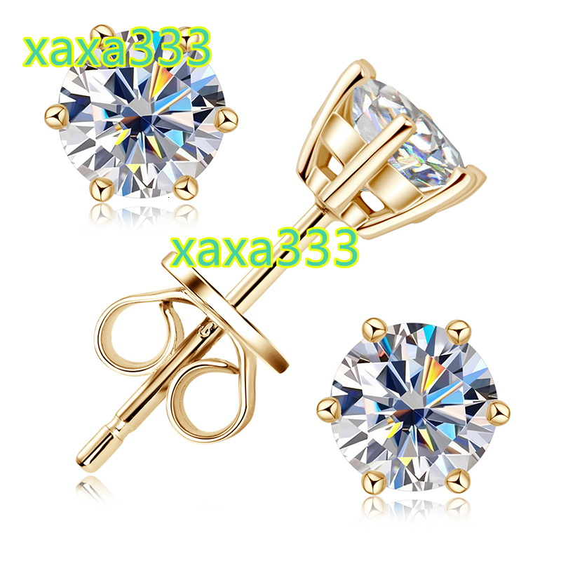Moissanite 0.5CT 1CT 2CT 3CT Gold Plated 925 Sterling Silver Vvs Moissanite Stud Earrings With Gra Certificate