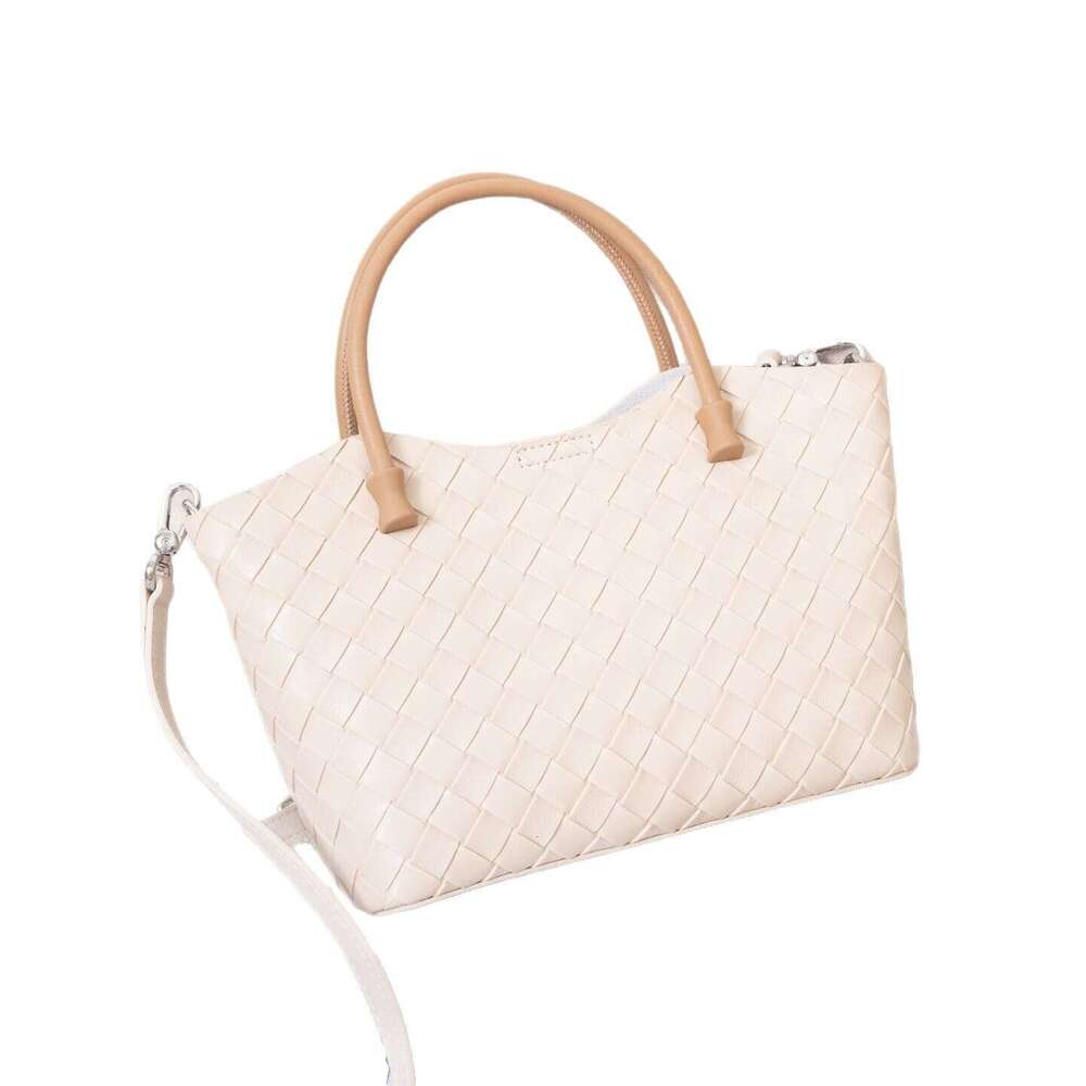 Tote Bag Handbag Spring Summer New Women S Fashion Woven Large Capacity Simple Cowhide Single Shoulder Handheld Genuine Leather Bag Shoulder Bag Braid