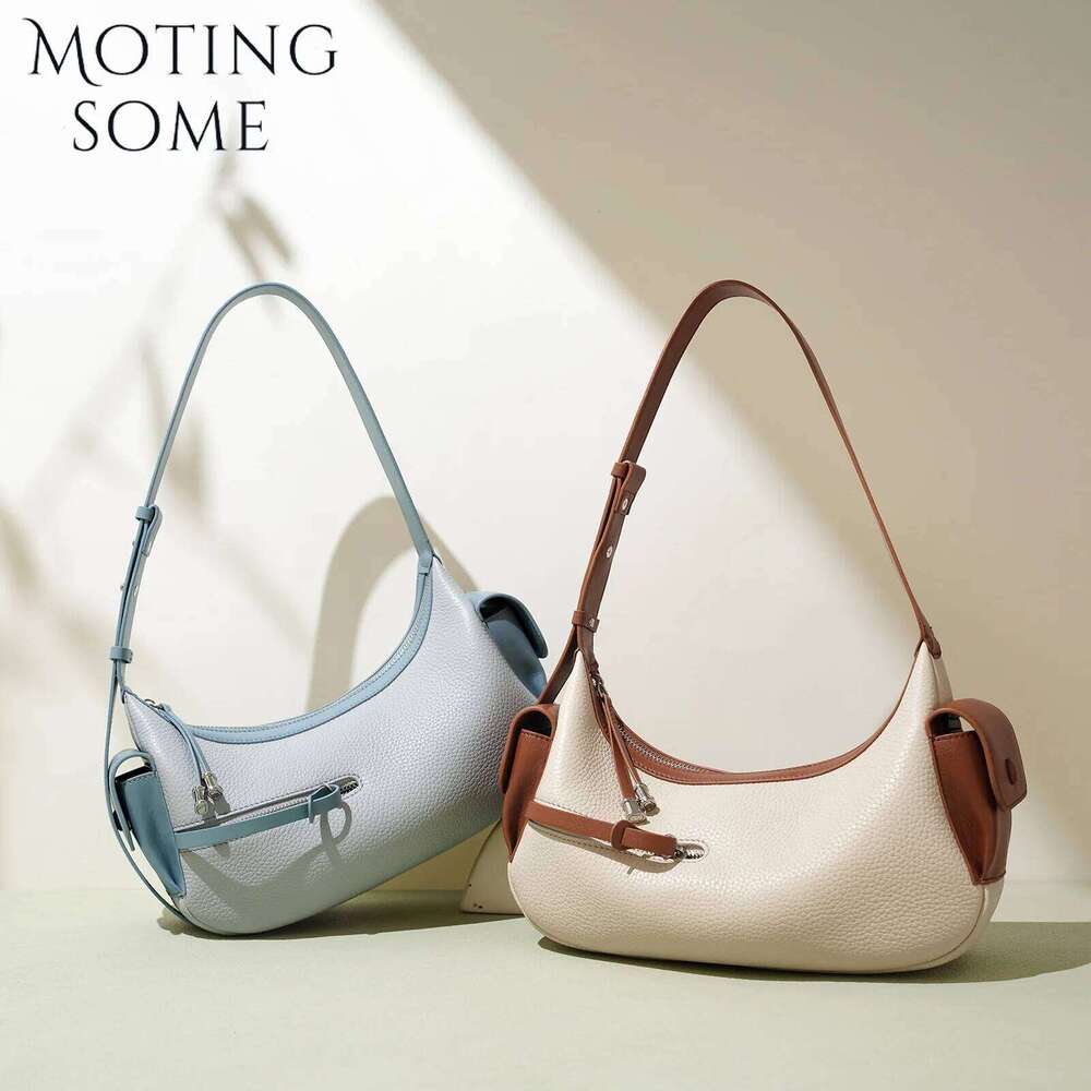 Motingsome Woman Hobos Bags Genuine Leather 2025 New Crossbody Shoulder First-Layer Satchel Cowhide Bag