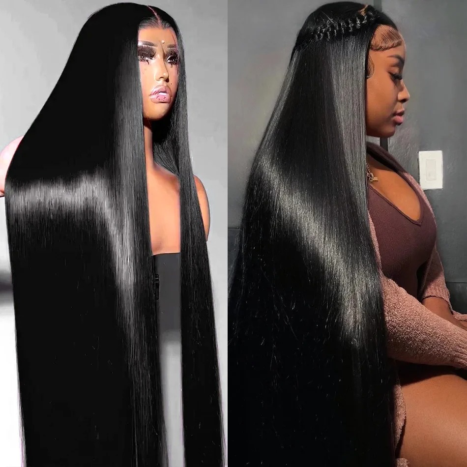 36 40 Inch 13x4 13x6 HD Transparent Bone Straight Lace Front Wigs 220 Density Brazilian Human Hair Wigs Synthetic For Women