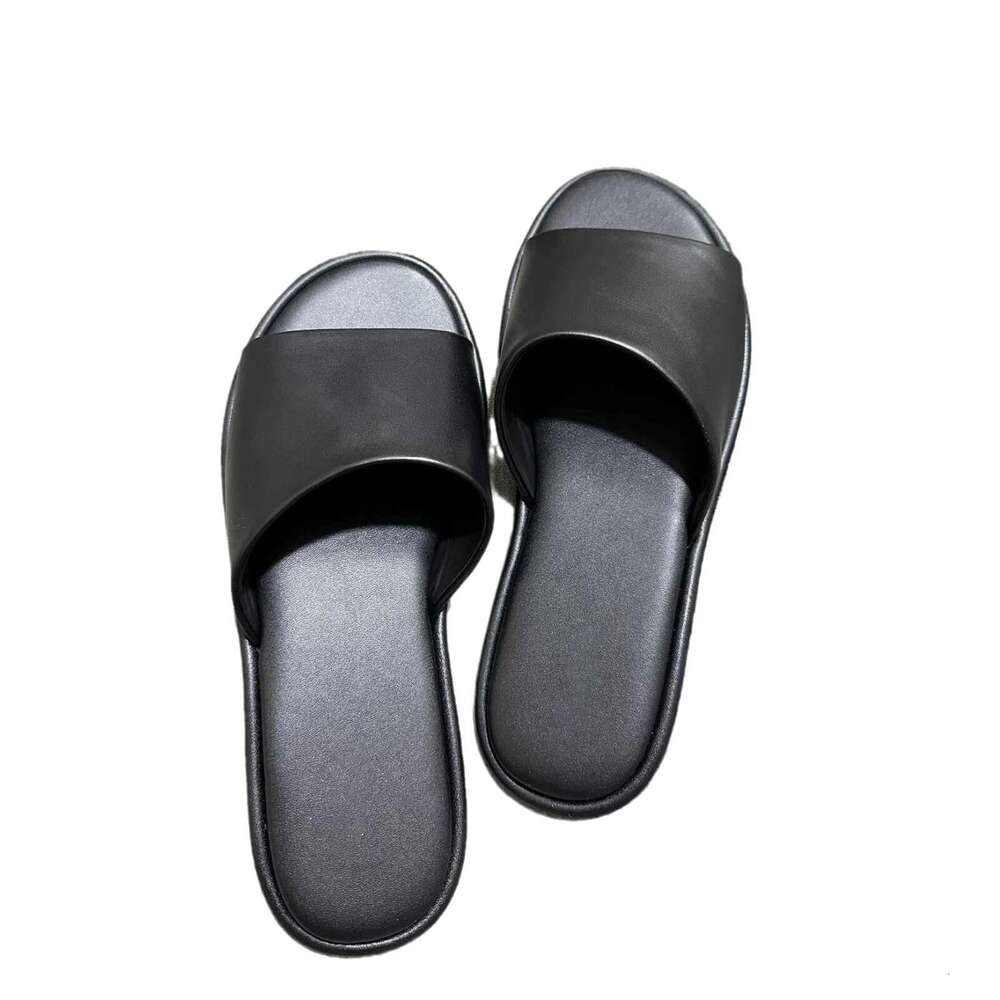 Genuine Leather Niche Row Style One-Strap Sandals for Women, Summer New Comfortable Flat Soft Sole Beach Half-Toe Slippers