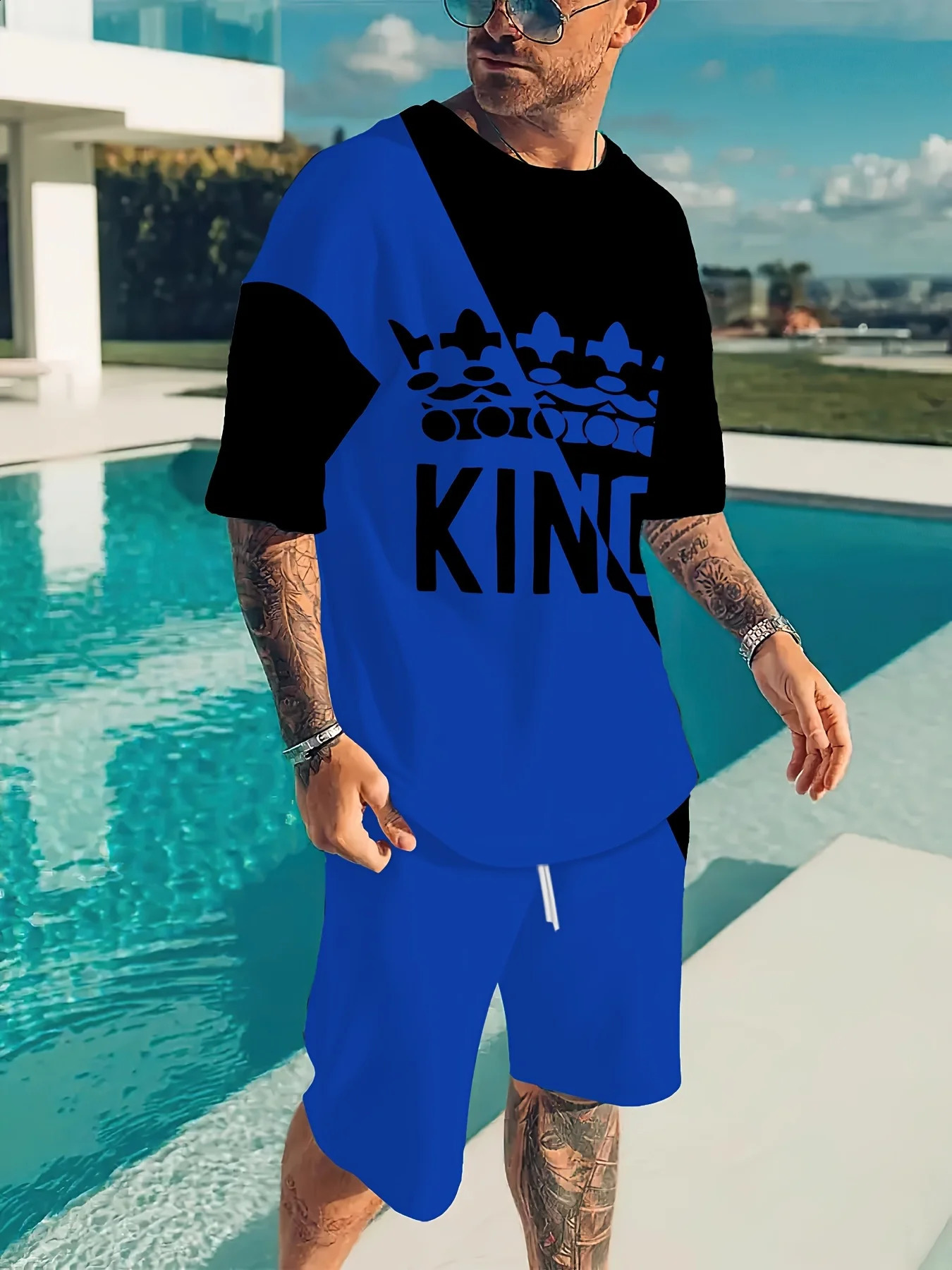 Summer 2025 mens suit 3D printed outdoor casual fashionable simple and breathable polyester wear 250520Z