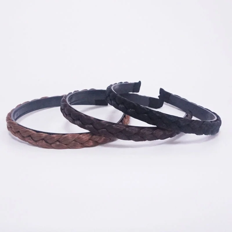 LeeWin Multi-color European and American bohemia fashion handmade three-strand braid with 2cm width double row teeth plastic headband,rubber band hair