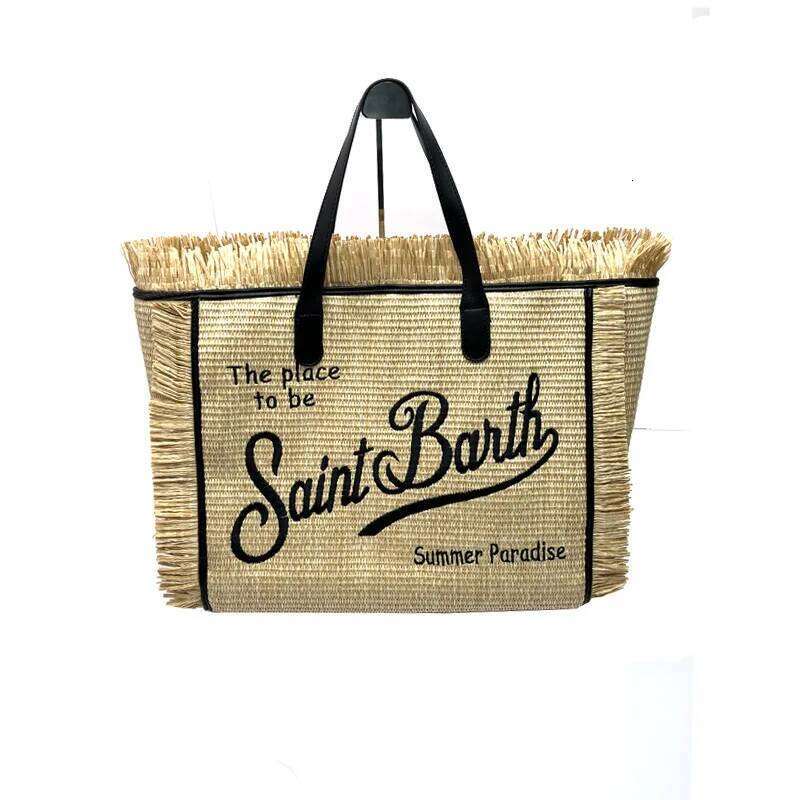 SAINT BARTH New Women s Large Capacity Leisure Travel Straw Mat Handmade Tassel Handbag Tote Bag bag