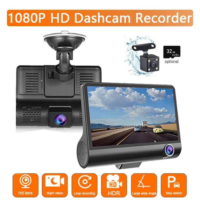 Car dvr 4.0-Inch 1080P HD Night Vision Dash Recorder 3 Camera Cycle Recording Can Record Three Viewing Angles At The Same Time R250529