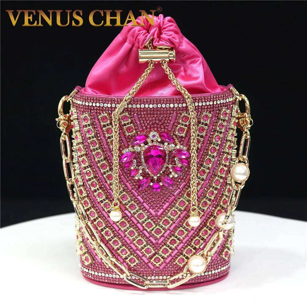 Bucket Crystal Bag Dias 11 Color Women Evening Bags Flower Rhinestones Egg Design Fashion Female Clutch Handbags