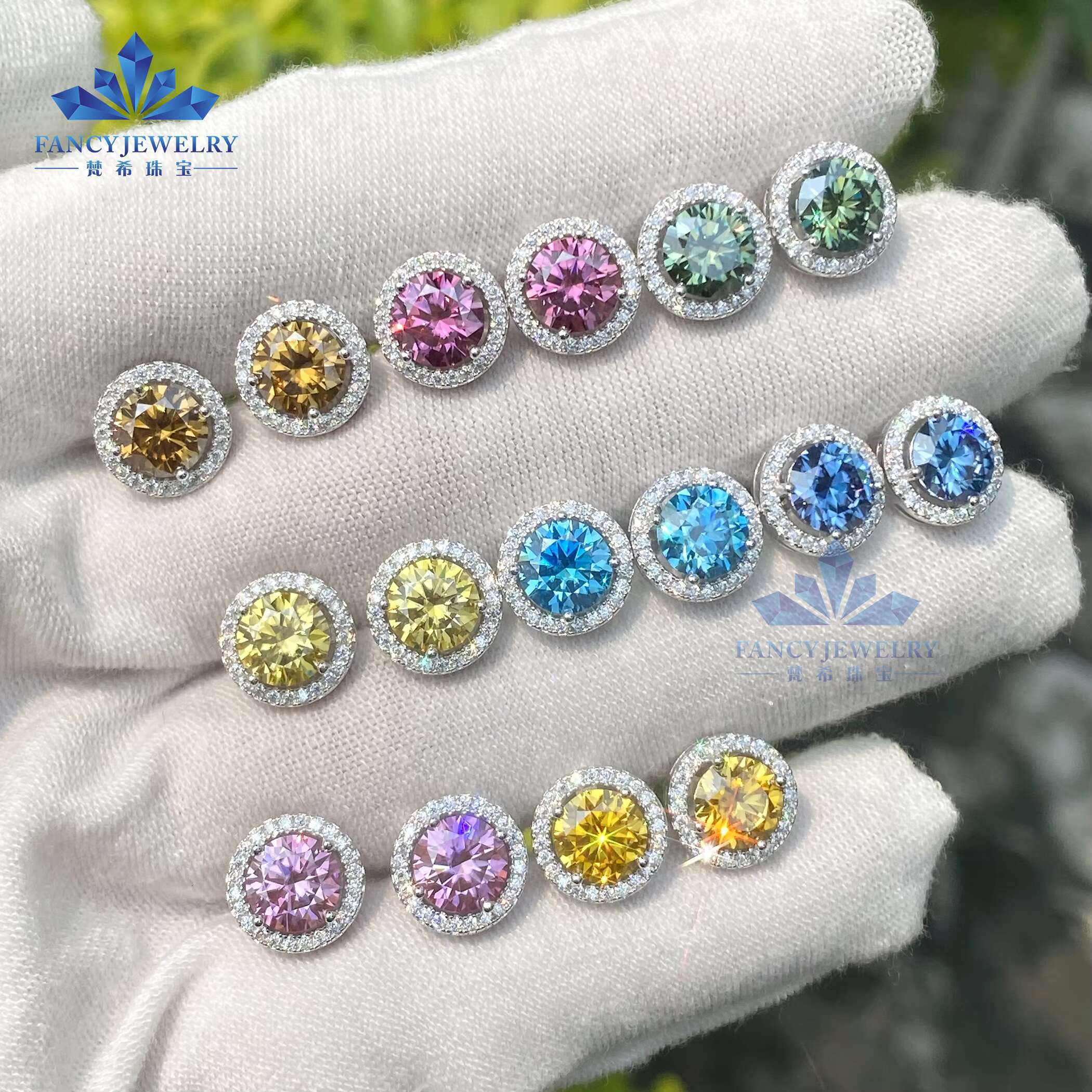 Pass Diamond Tester VVS 2 Carat 8mm Moissanite Diamond Butterfly Back Micro Pave Women Stud Earrings 925 Sterling Silver