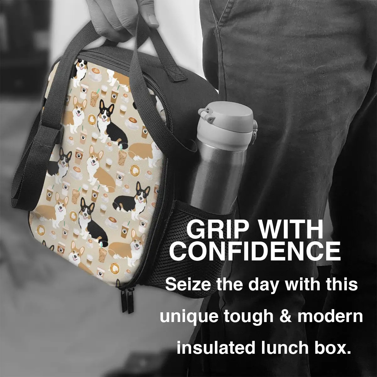 Coffee Welsh Corgis Dog Portable Lunch Boxes for Women Leakproof Cooler Thermal Food Insulated Bag Office Work 250528