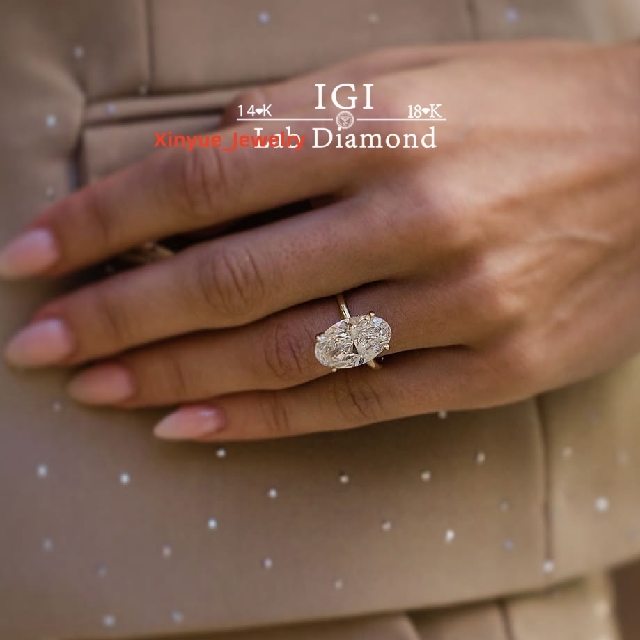 VCD 4.5CT IGI Certificate 18K Gold Lab-Grown Diamond Rings Custom Oval Wedding Engagement Bands Direct Factory Supplier