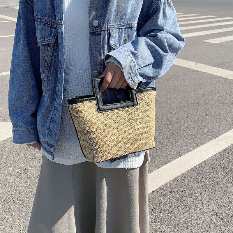Handbag Summer New Straw Woven Basket Small Versatile Lunch Box Handheld Bag Coin Purse