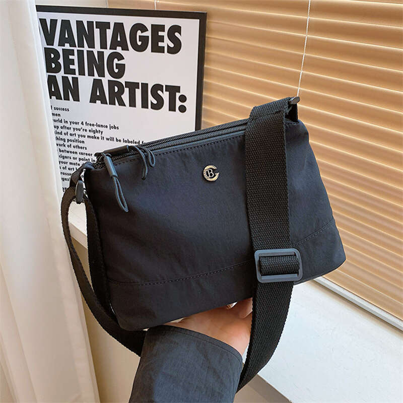 Multi-Layer Large Capacity Nylon Waterproof Small Square Simple Versatile Textured Crossbody Niche Commuter High-End Shoulder Bag B5