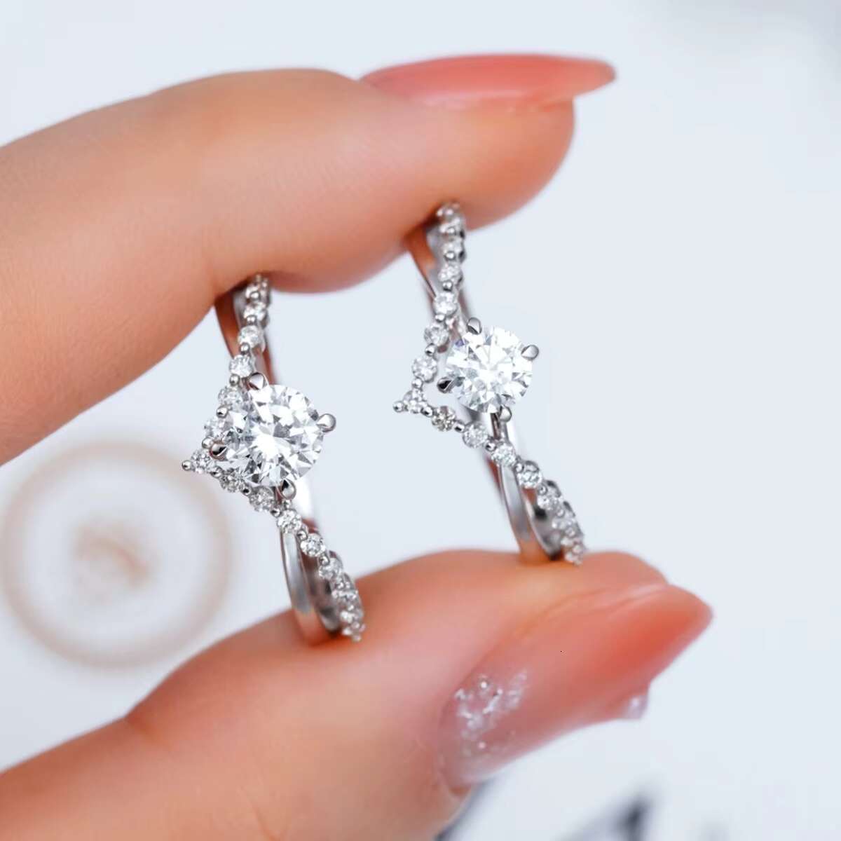 Classical Luxury 925 Sterling Silver White Diamond Finger Rings for Women Jewelry Wedding Engagement Gifts