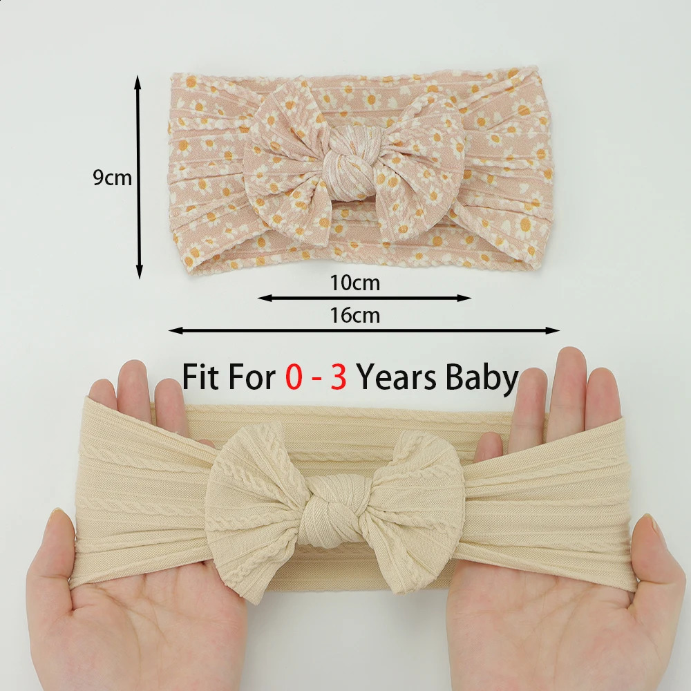 3Pcs Knit Bows Baby Headbands Lot born Baby Girl Headband Set Elastic Nylon Children Turban Kids infant Baby Hair Accessories 250529