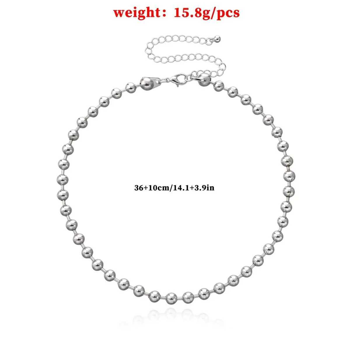 Y2K Statement Ball Chain Choker Necklace Silver Plated Handmade Gothic Unisex Men Women Chunky Jewelry M250529