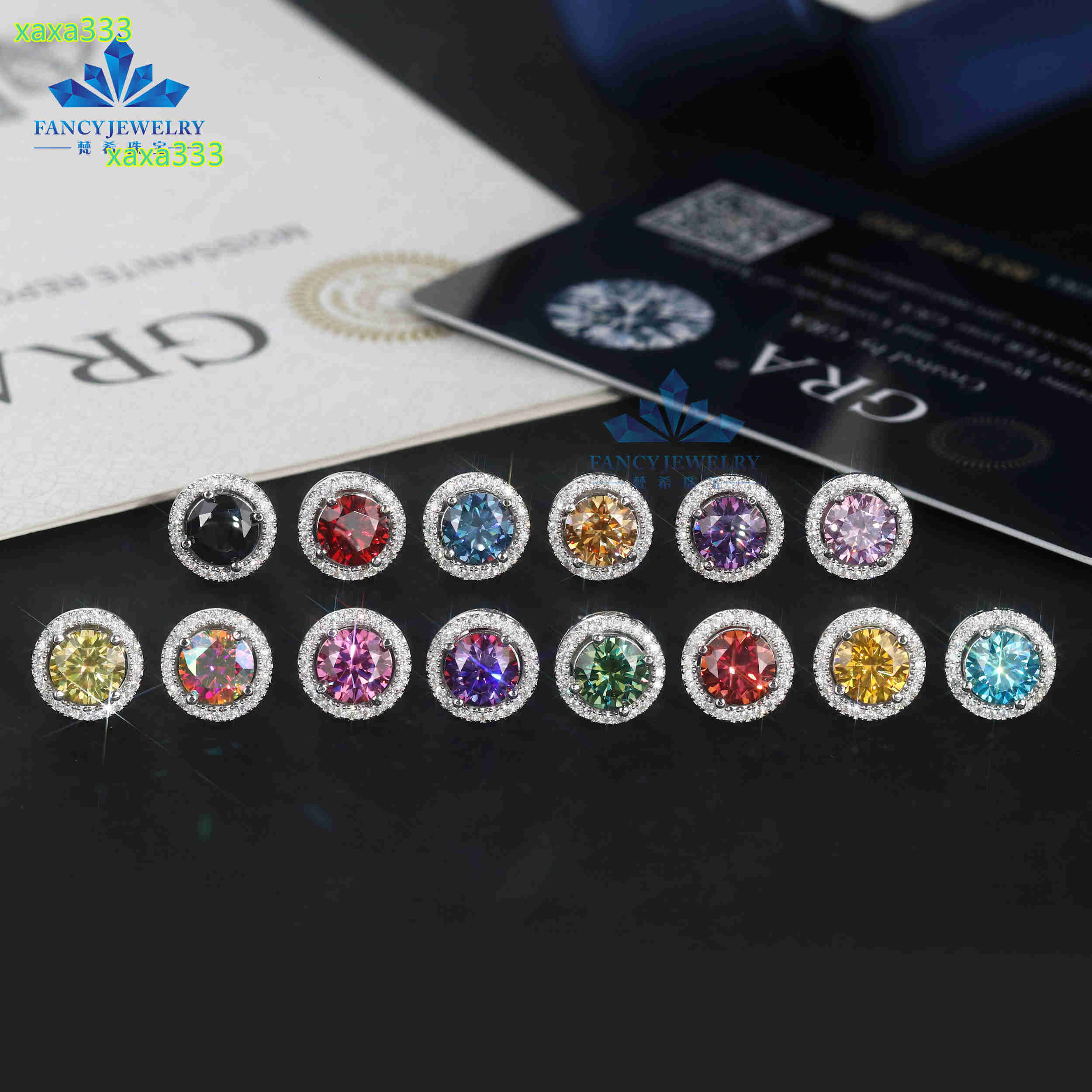 Pass Diamond Tester VVS 2 Carat 8mm Moissanite Diamond Butterfly Back Micro Pave Women Stud Earrings 925 Sterling Silver