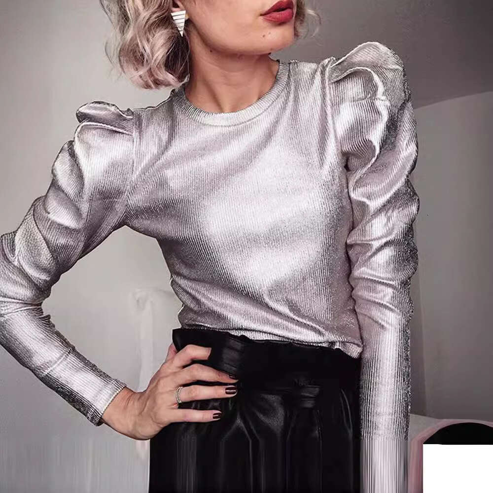 New Spring And Autumn Punk Style For Women, Gold Foil Bright Color T-Shirt In Four Colors B5