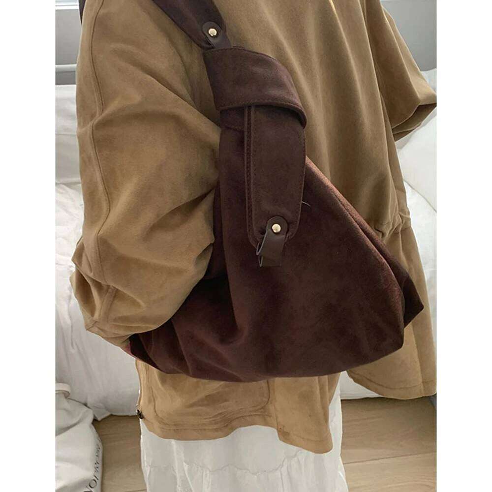 Women's Vintage Faux Suede Shoulder Bag Soft Frosted Handbag And Purses NEW Designer Shopper Tote Bags For Women Clutch Chic