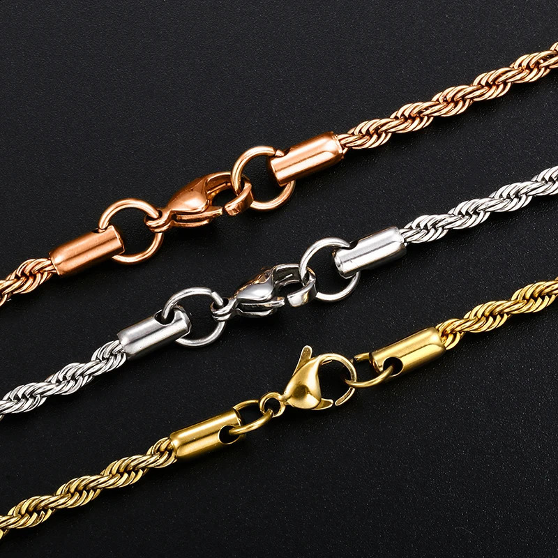m Cuban Chain Rope Stainless Steel Classical Necklace Men Chains Around The Neck Gold Silver Color 250519