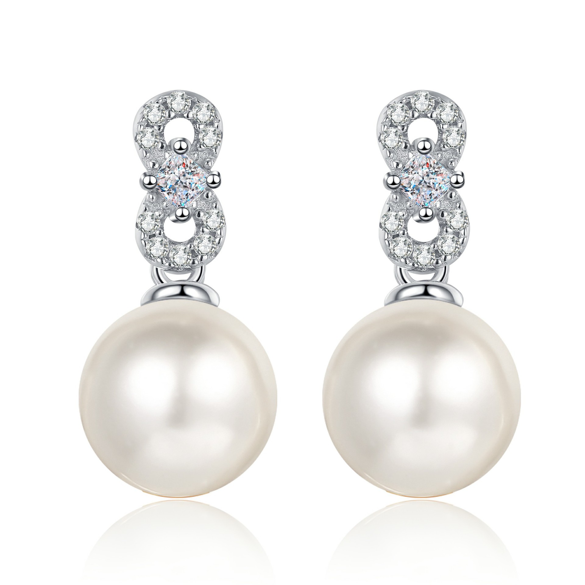 S925 Sterling Silver Moissanite Pearl Stud Earrings, Fashionable Chic Minimalist Design, Elegant Commuter Earrings, Perfect for Holiday Gifts