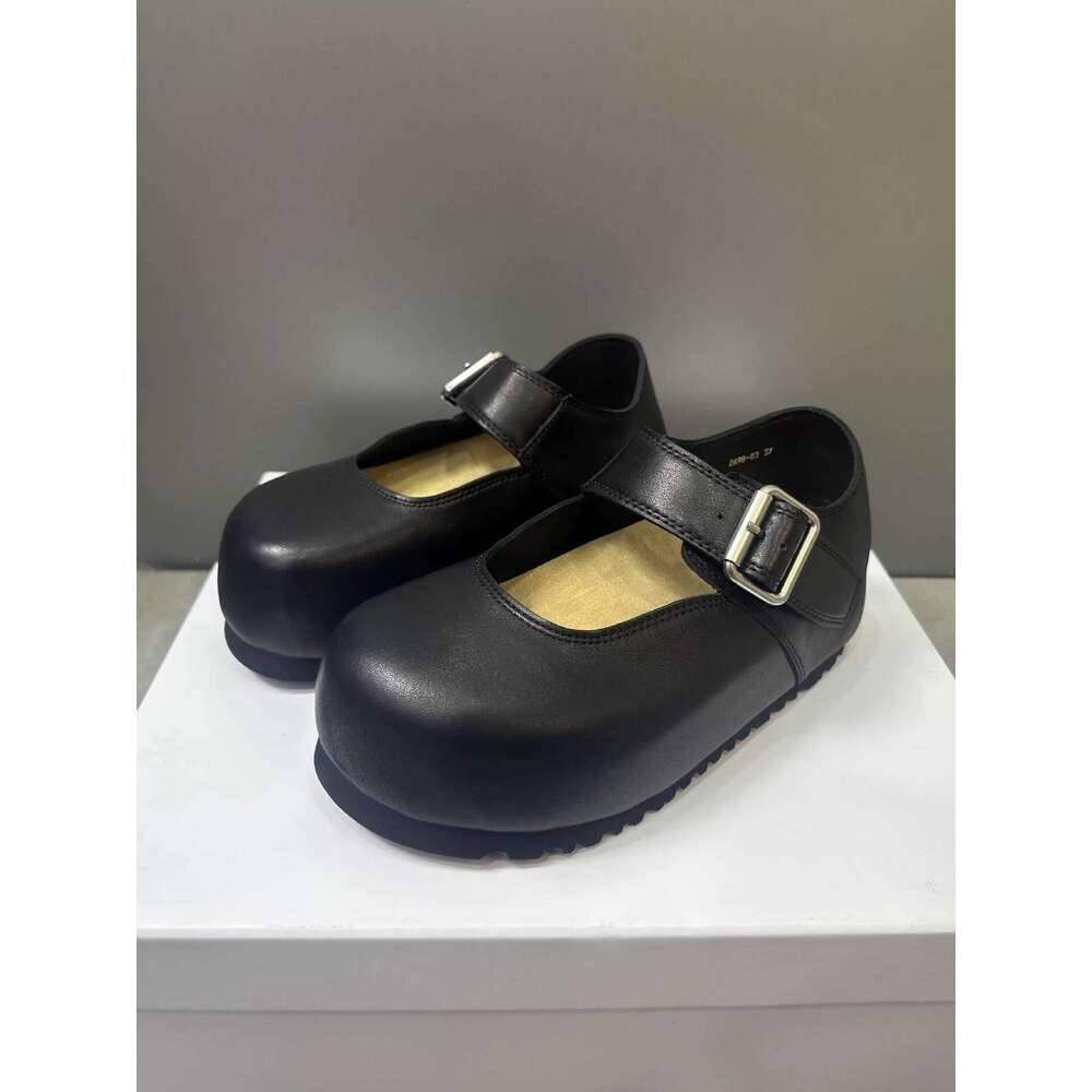 Cowhide Version ~ Korean Style Chunky Hidden Heel Shallow Mouth One-Strap Single for Women 2025 Spring Summer Mary Jane Shoes