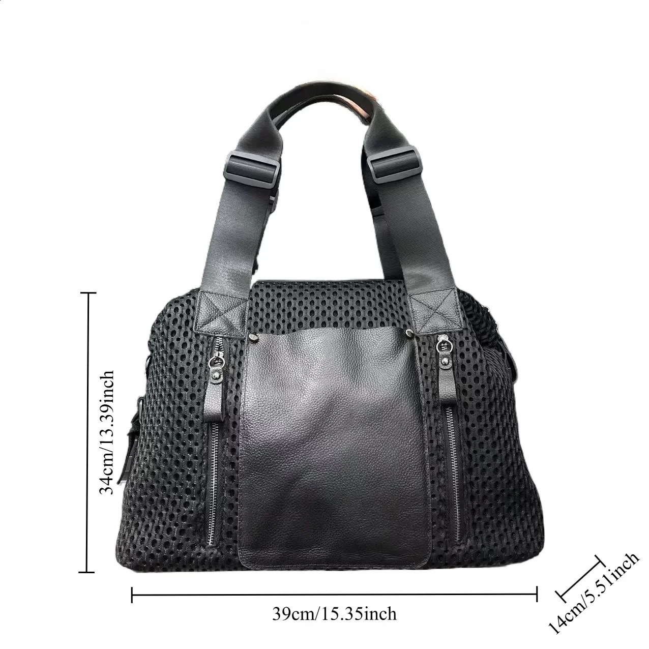 Ladies fashionable nylon mesh stitched tote bag with large capacity retro casual splicing single shoulder handbag 250528