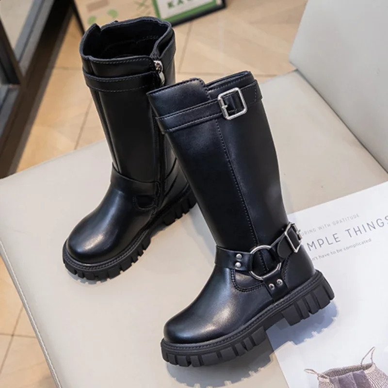 Kids Shoes Boots for Girl Black Classic Childrens Winter Boots Simple Versatile Princess Fashion Cotton Boots Causal Round-toe 250527