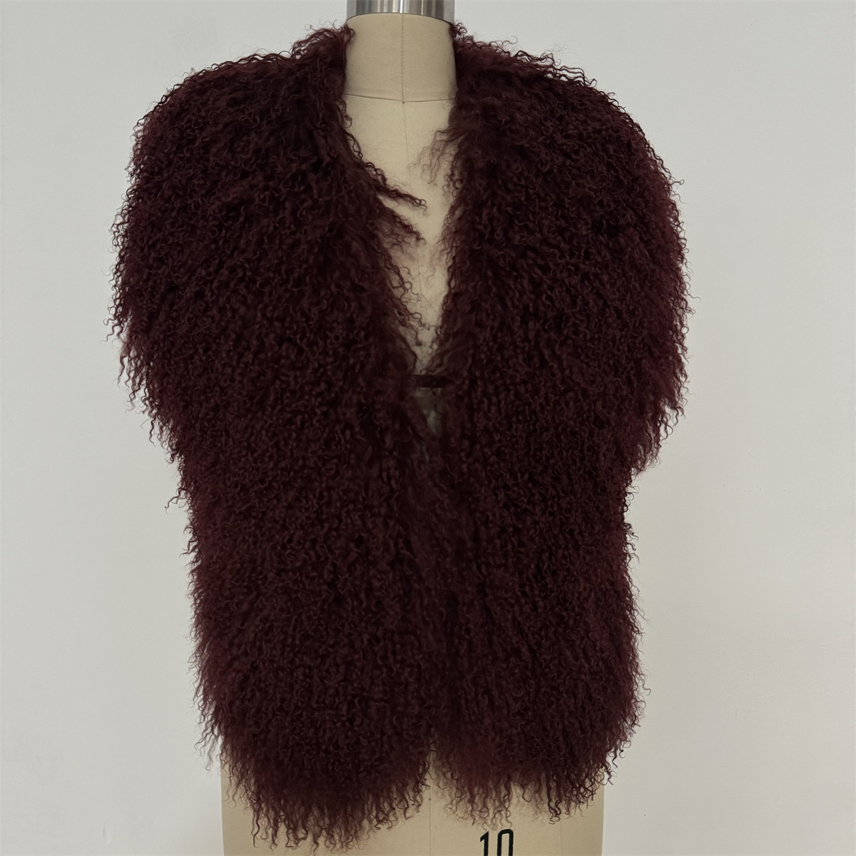 Fluffy Sexy Luxury Mongolian Fur Halter Vests Women Solid Deep V-Neck Backless Bandage Sleeveless Jacket Top Outerwear Coat