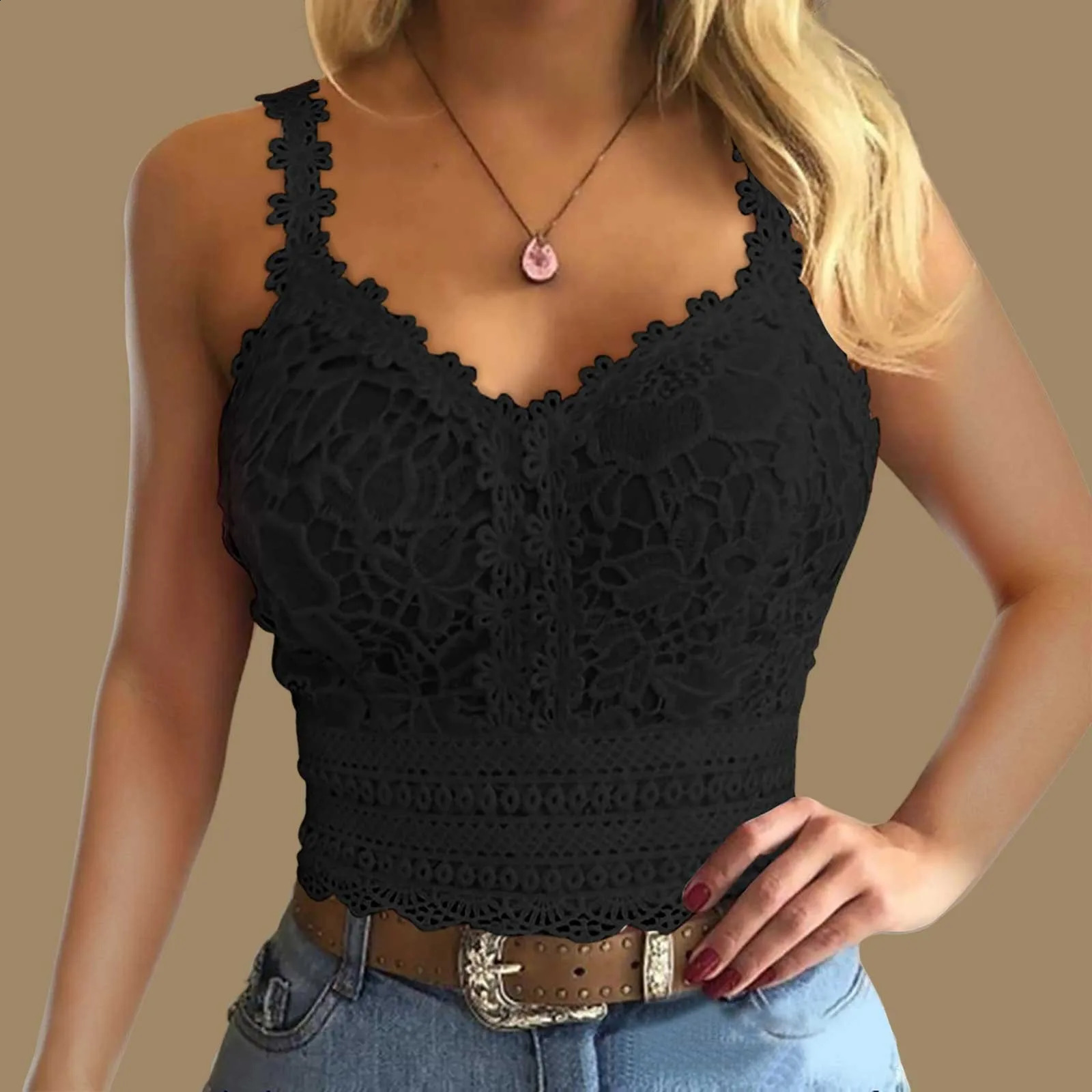 Active Tops For Women Fashion Lace Strap Splice V Neck Tank Vest Shirt Crop Top Female Streetwear Y2k Cropped Basics Tees 250527