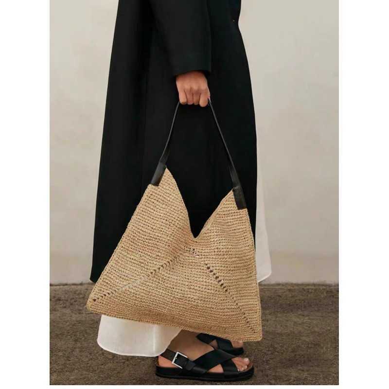 Celebritys Car Stitching Folding Woven Bag Single Shoulder Handbag Woven Bag Beach Vacation Womens Bag Trendy Grass Woven Large