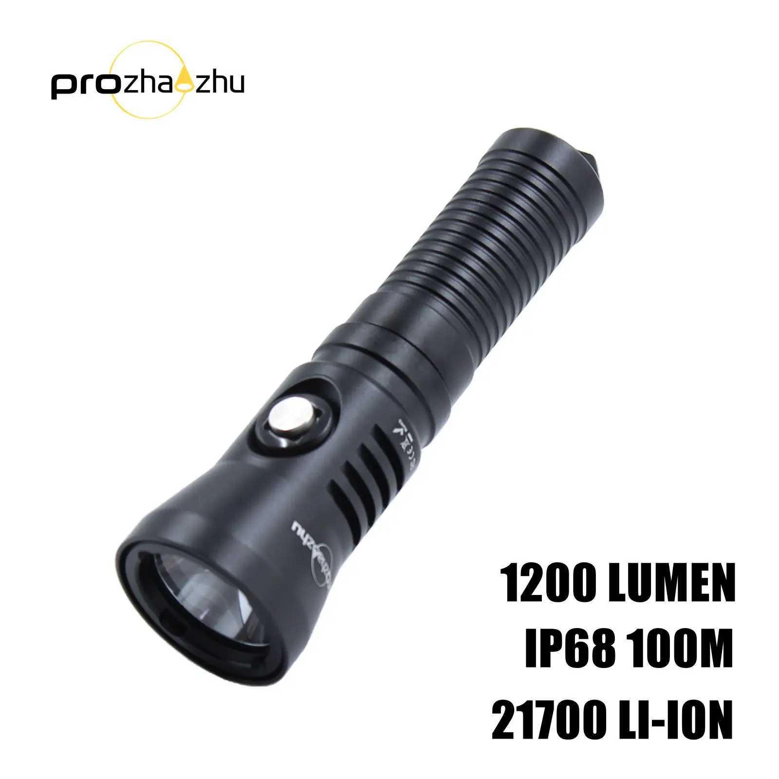 1200 Lumen Diving Light IP68 100M Aluminum Alloy 21700 Rechargeable Diving FlashlightXJ250529